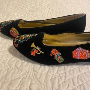 Vintage Suede Christmas Tree Flats